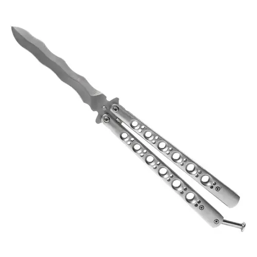 Silver Kris Blade Balisong