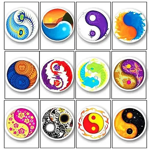 Yin Yang Designs Temporary Tattoos (4-Pack)