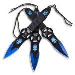 Burning Blue Skull Throwing Knives