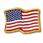 Gold Trim Waving American Flag Patch