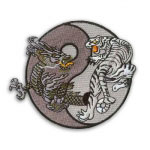 Grayscale Dragon and Tiger Yin Yang Patch