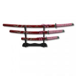 Red Carved Dragon Samurai Sword Set