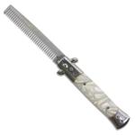 White Automatic Switchblade Comb