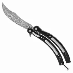 Dark Damascus Butterfly Knife