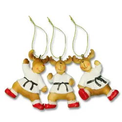 Karate Reindeer Ornament Set