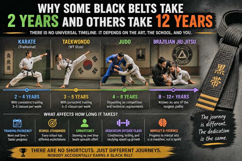 Why black belts take different times