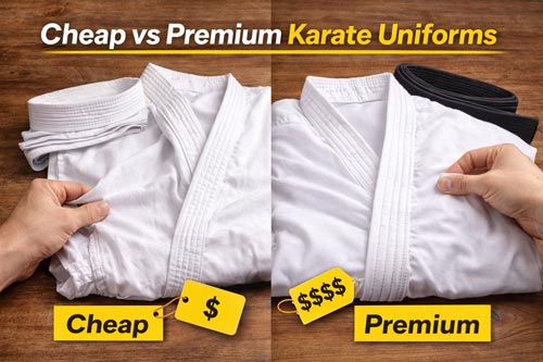 Karate uniform comparison: cheap vs premium