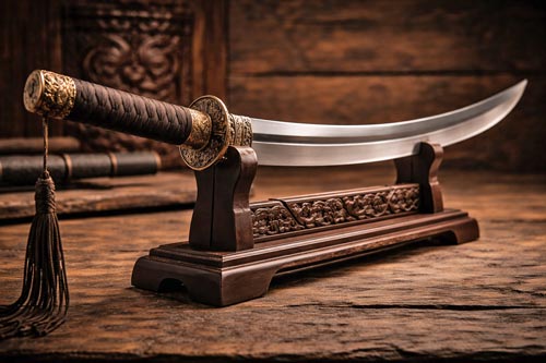 Traditional Chinese dao sword with curved blade