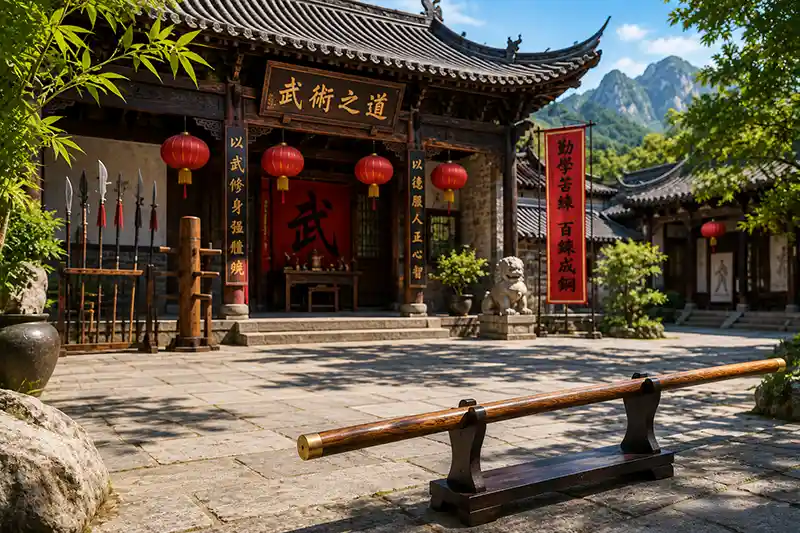Sunlit Chinese Martial Arts Courtyard
