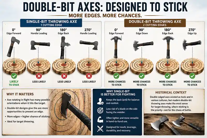 Single-bit and double-bit throwing axe comparison