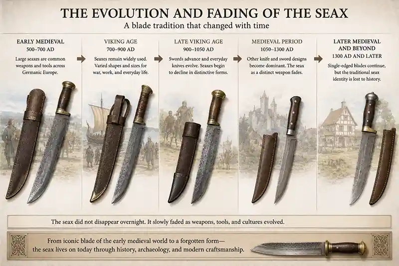 Evolution of the seax from early medieval blades to later knife designs