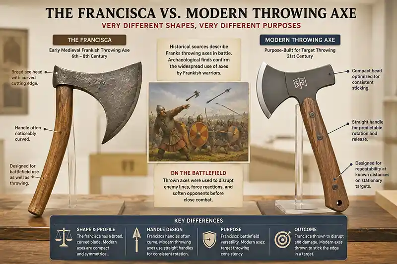 Francisca and modern throwing axe comparison