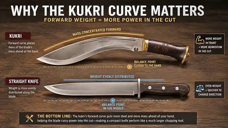 Kukri and straight knife weight distribution comparison