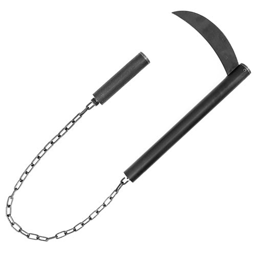 modern kusarigama weapon with white background