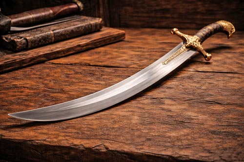 Scimitar sword with curved blade