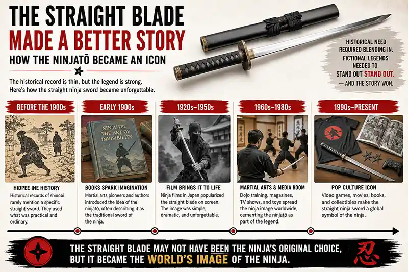 Timeline showing how the straight ninjato became a modern ninja icon