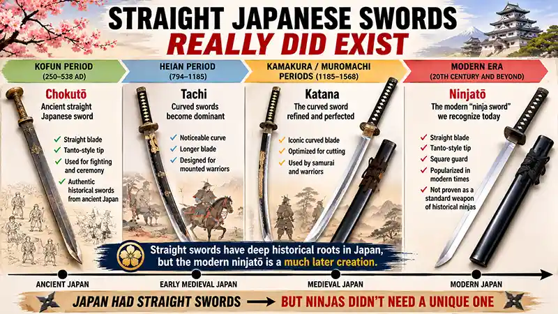 Japanese sword evolution from ancient chokuto to the modern ninjato