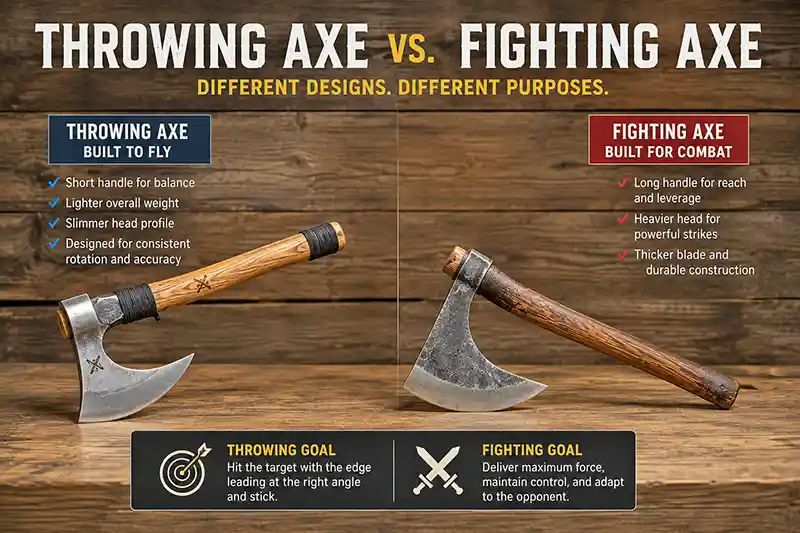 Throwing axe and fighting axe design comparison