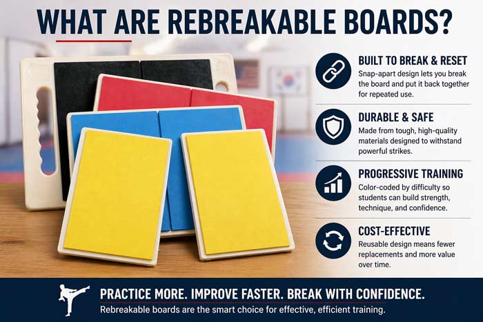 Infographic showing what a rebreakable board is