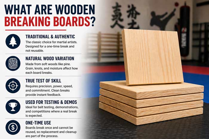 Infographic showing what a wooden breaking board is