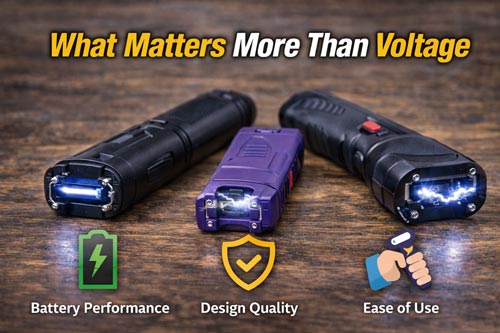 Stun guns comparison with key features highlighted