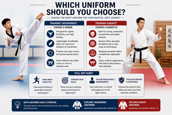 Choosing between dobok and karate gi based on training style and goals